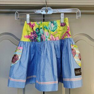 🌼 Vintage Matilda Jane Patchwork Skirt | Blue Floral Prairie | Girls Size 6 | N